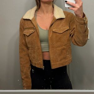 Ribbed corduroy zip up with fur